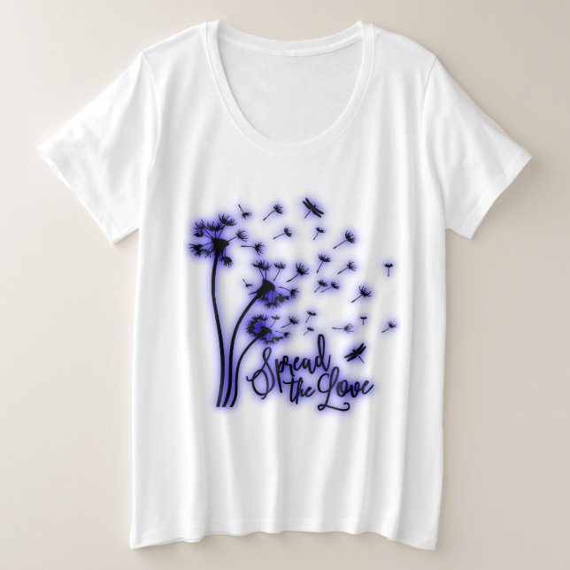 Spread The Love Dandelions and Dragonflies Plus Size T-Shirt (Design Front)