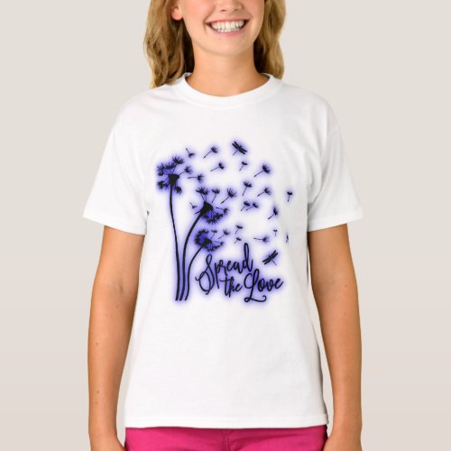 Spread The Love Dandelions and Dragonflies T_Shirt