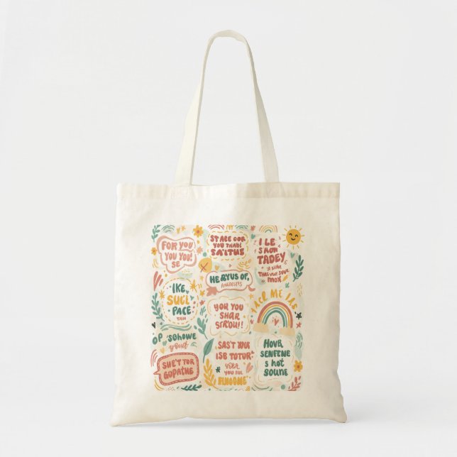 Spread the Love: Doodle Art Prints with Uplifting  Tote Bag (Front)