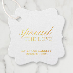 Spread The Love Elegant Gold Foil Wedding Favor Tags