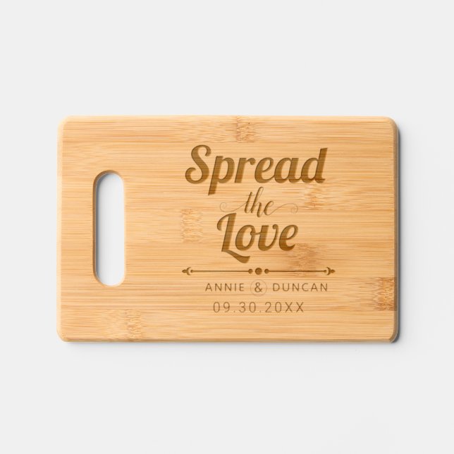 Spread the Love elegant typography wedding Engraved Cutting Board (Front)
