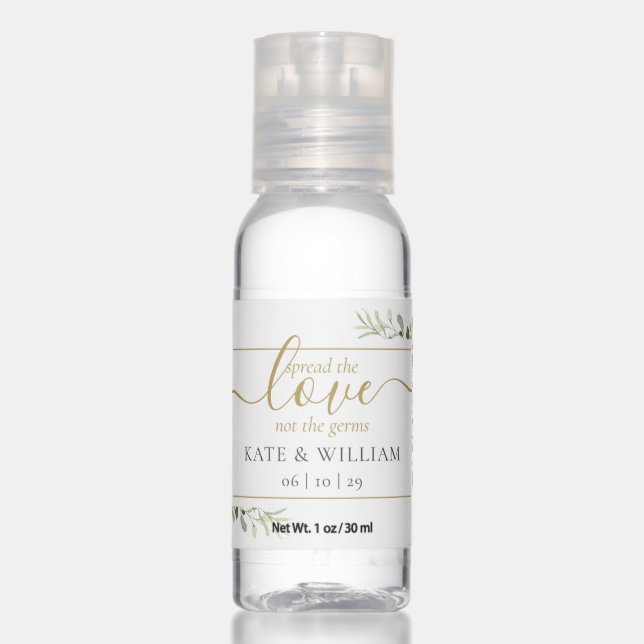 Spread The Love Greenery Wedding Favors Hand Sanitizer (Front)