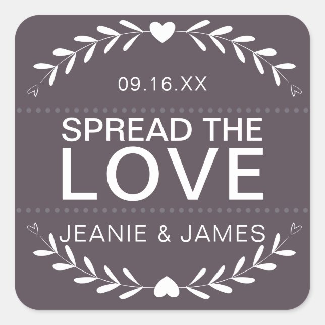 Spread the Love Jam Canning Wedding Favor Square Sticker (Front)