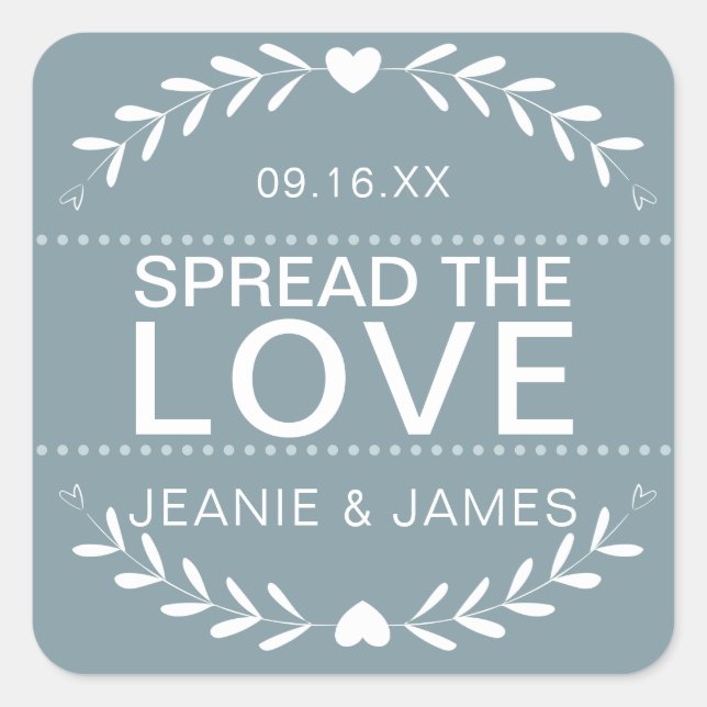 Spread the Love Jam Canning Wedding Favor Square Sticker (Front)