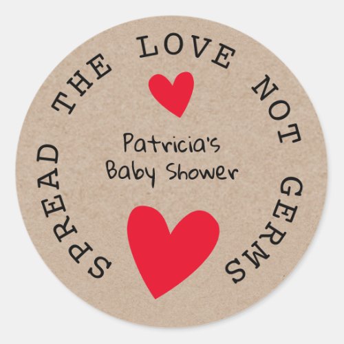 Spread The Love Kraft Paper Baby Shower Favors Classic Round Sticker