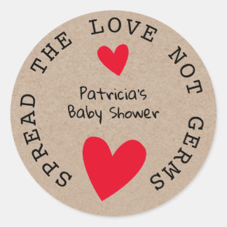 Spread The Love Kraft Paper Baby Shower Favors Classic Round Sticker