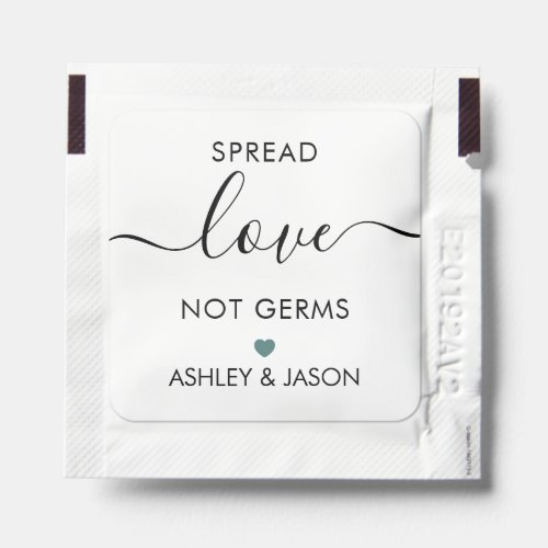 Spread the Love Not Germs Personalized Gray Teal Hand Sanitizer Packet