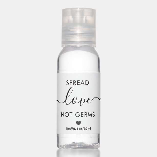 Spread the Love Not Germs Wedding Favor Hand Sanitizer (Front)