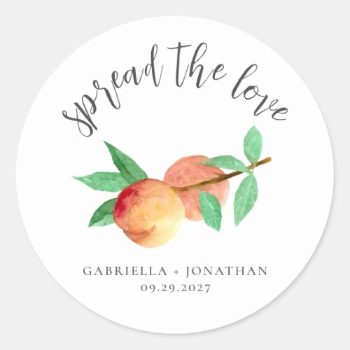 Spread The Love Peach Jam Wedding Favor Classic Round Sticker