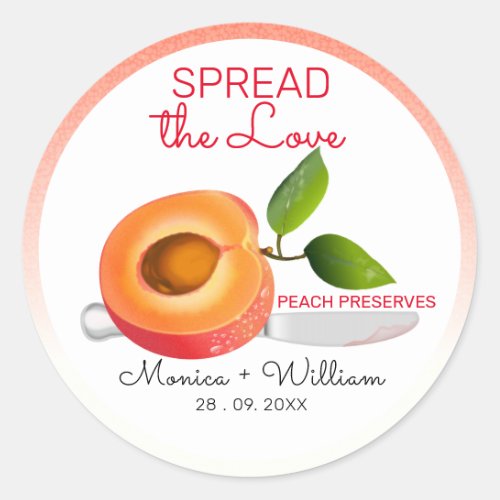Spread the Love Peach Wedding Classic Round Sticker