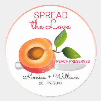 Spread the Love Peach Wedding Classic Round Sticker