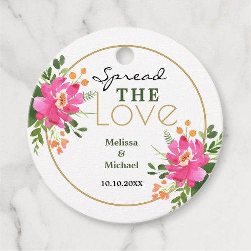 Spread the Love Pink Floral Wedding Favor Tags