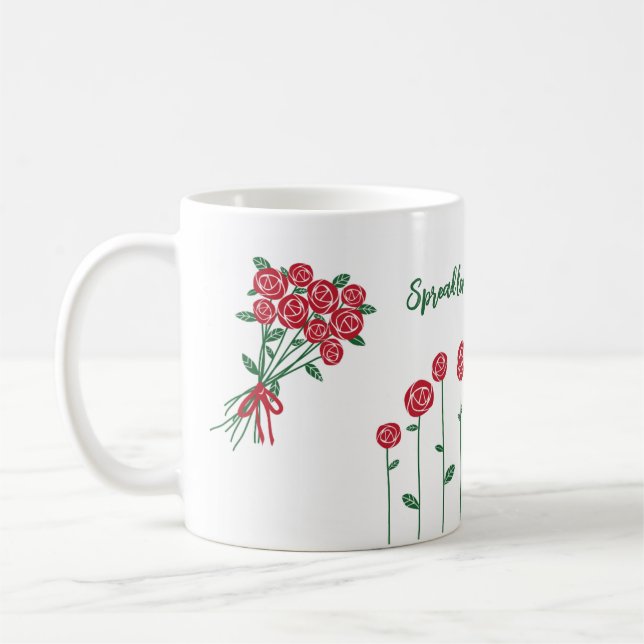 Spread the Love, Red Roses Customized Coffee Cup  (Left)
