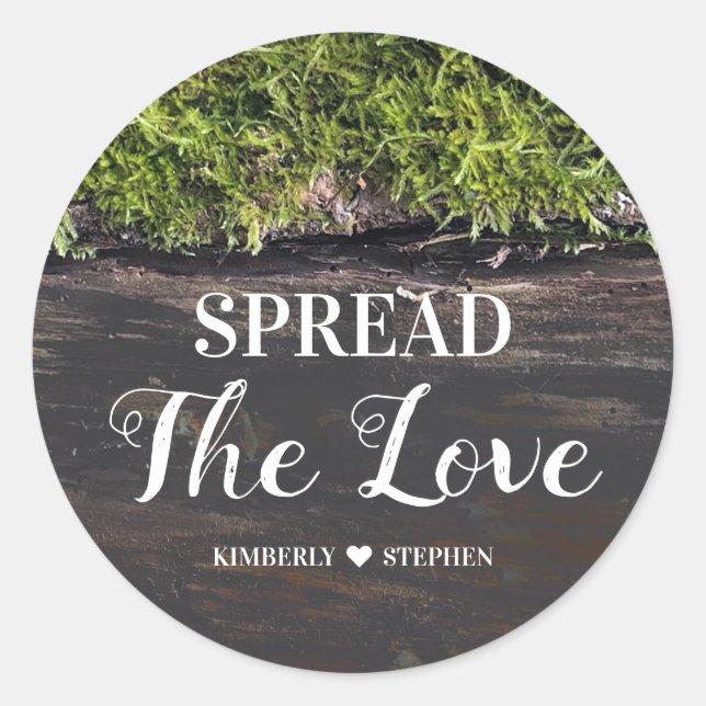 Spread The Love Rustic Wedding Favor Classic Round Sticker (Front)