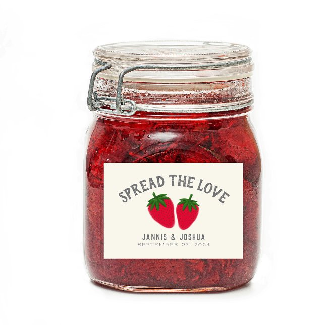 Spread the Love Strawberry Jam Couple Favor Food Label (Creator Uploaded)