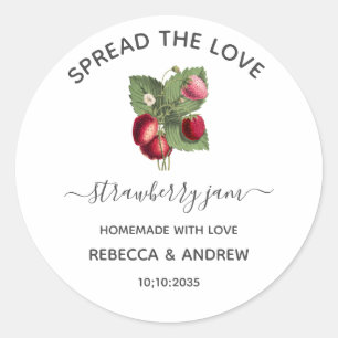 Spread The Love Strawberry Jam Wedding  Favor  Classic Round Sticker