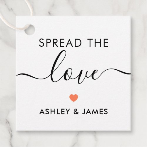 Spread the Love Tag, Wedding Gift Tag, Coral Favor Tags