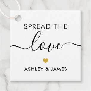 Spread the Love Tag, Wedding Gift Tag, Gold Favor Tags