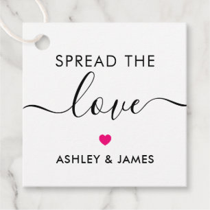 Spread the Love Tag, Wedding Gift Tag, Hot Pink Favor Tags