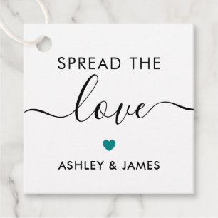 Spread the Love Tag, Wedding Gift Tag, Teal Favor Tags
