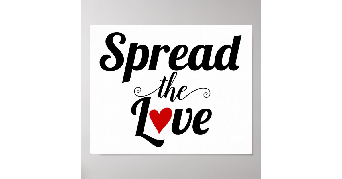 Spread the love typography red heart poster | Zazzle.com