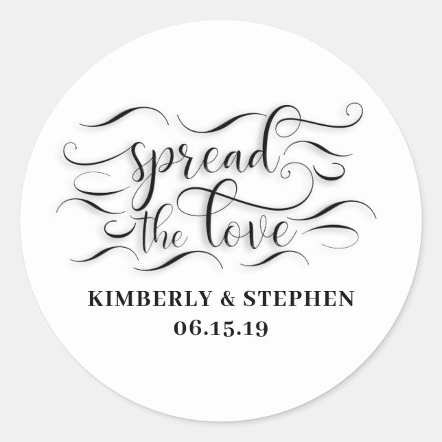 Spread The Love Wedding Favor Classic Round Sticker (Front)