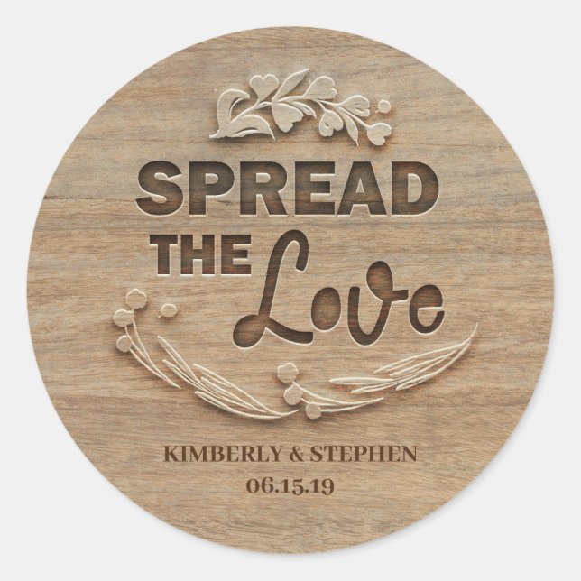 Spread The Love Wedding Favor Classic Round Sticker (Front)