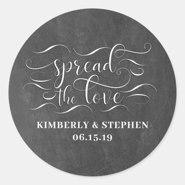 Spread The Love Wedding Favor Classic Round Sticker (Front)