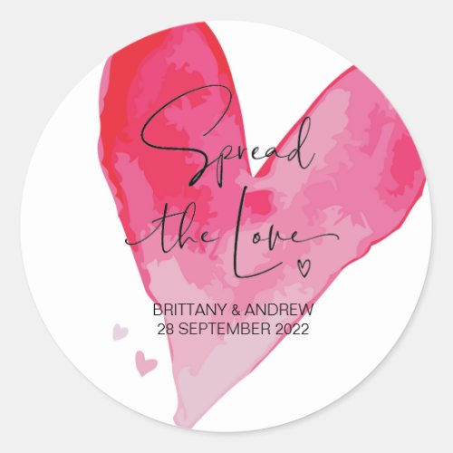 Spread the Love Wedding Favor Jam Jar Candle Classic Round Sticker