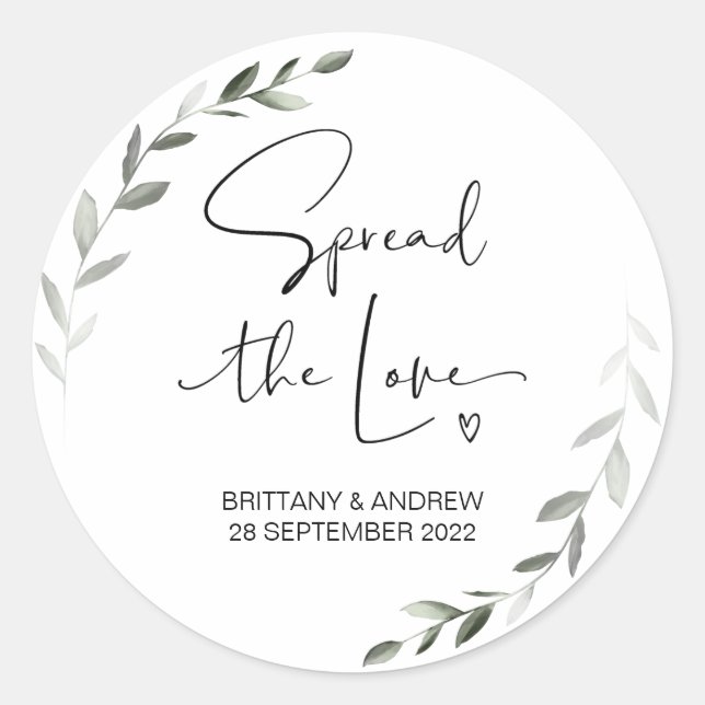 Spread the Love Wedding Favor Jam Jar Candle Classic Round Sticker (Front)