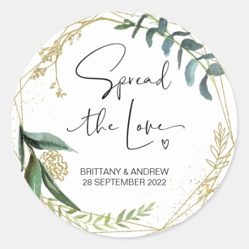 Spread the Love Wedding Favor Jam Jar Candle Classic Round Sticker
