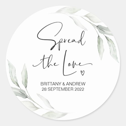 Spread the Love Wedding Favor Jam Jar Candle Classic Round Sticker