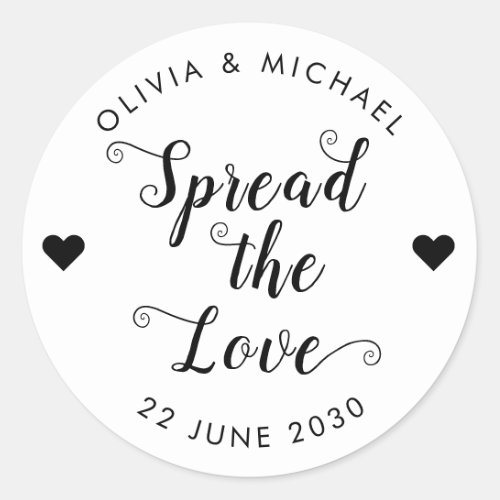 Spread the Love Wedding Party Jam Jelly Jar Favor Classic Round Sticker
