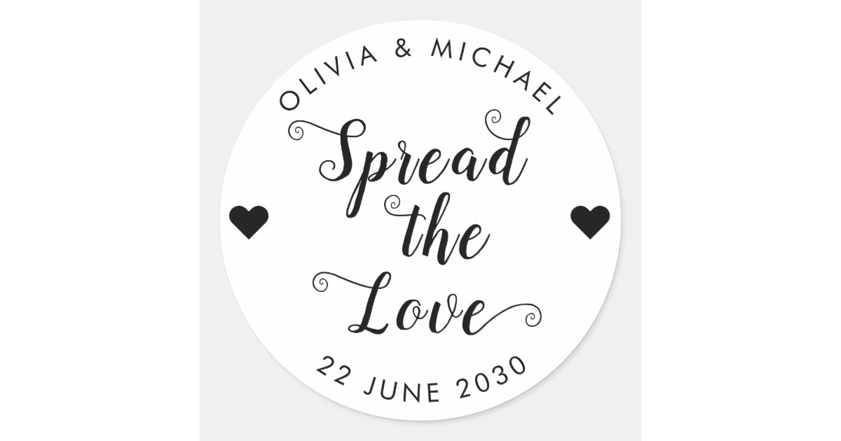Spread the Love Wedding Party Jam Jelly Jar Favor Classic Round Sticker |  Zazzle