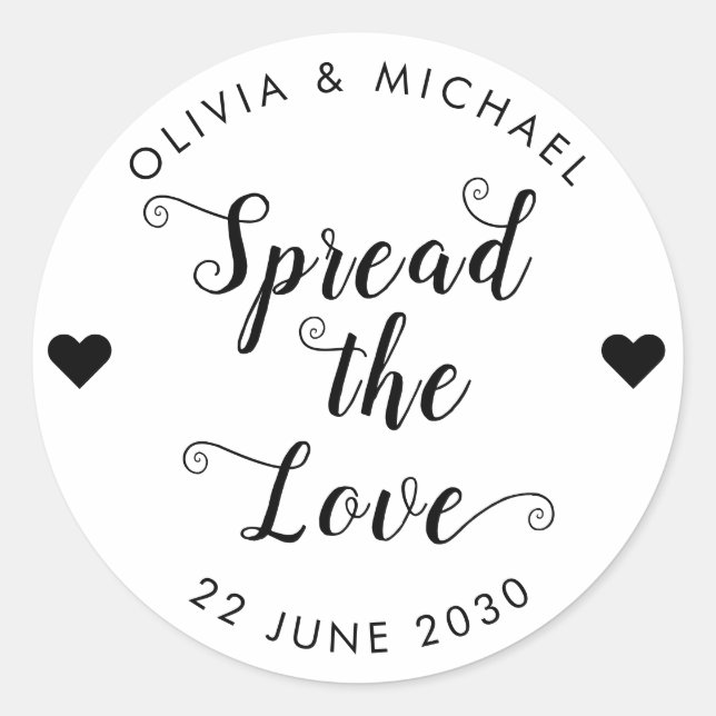 Spread the Love Wedding Party Jam Jelly Jar Favor Classic Round Sticker (Front)