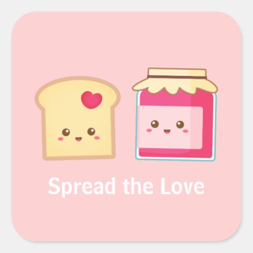 Spread the love with Cute Toast and Jam Square Sticker