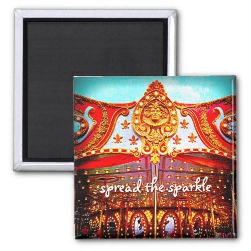 Spread the sparkle quote gold face carousel photo magnet