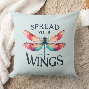 Spread Your Wings - Artistic Dragonfly Throw Pillow