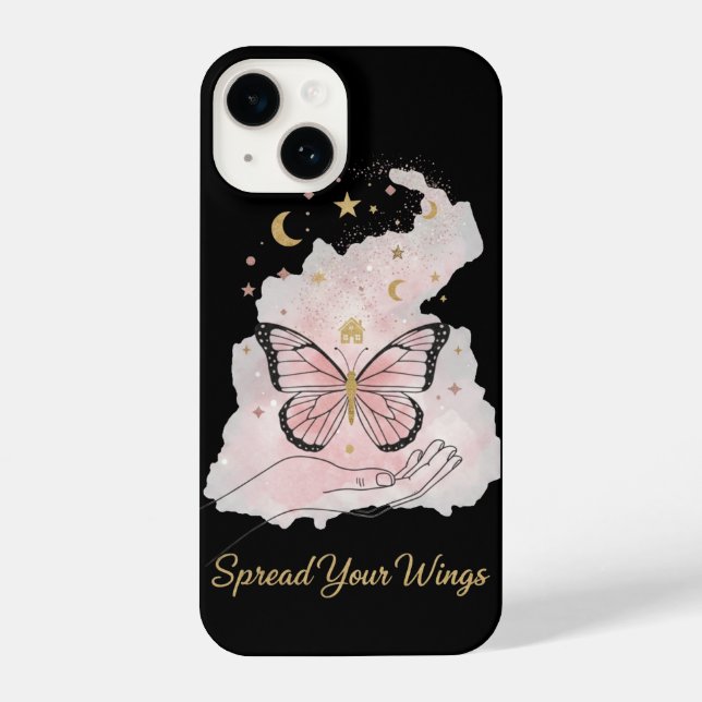 Spread Your Wings Butterfly Celestial Magic black iPhone Case (Back)