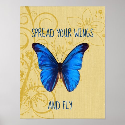 Spread your wings butterfly quote art poster