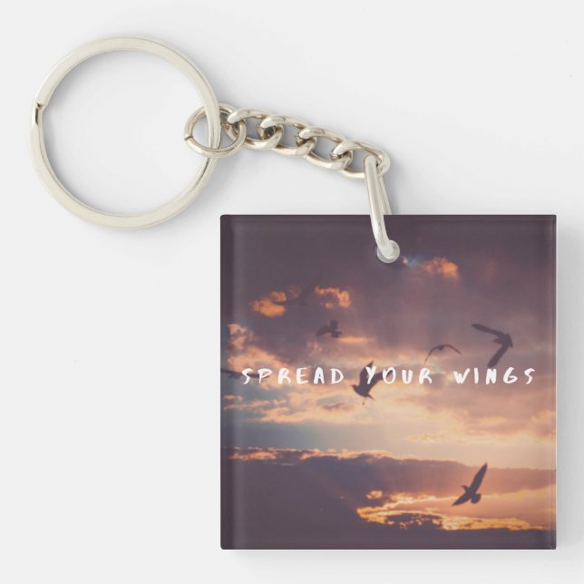 Spread your wings text keychain (Front)