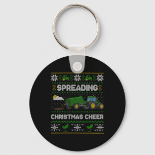 Spreading Christmas Cheer Farming Tractor Ugly Swe Keychain