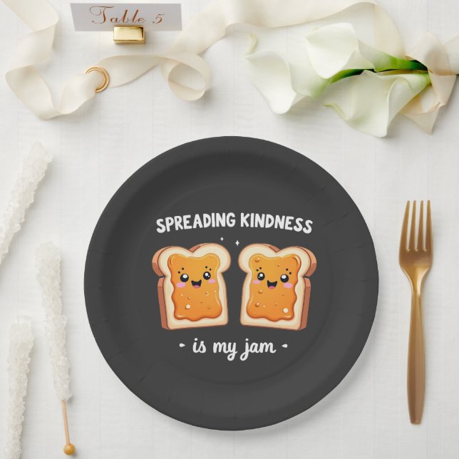 Spreading Kindness is My Jam Funny Loaf Bread Jam Paper Plates (Wedding)