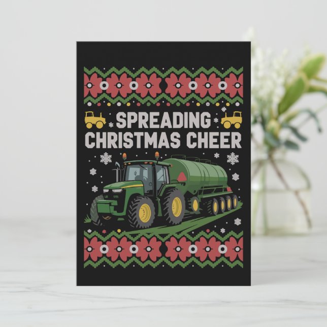 Spreading Xmas Cheer Farming Tractor Ugly Sweat Invitation (Standing Front)