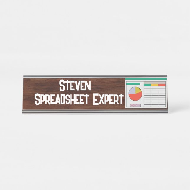 Spreadsheet Expert - fun, novelty Desk Name Plate (Front)