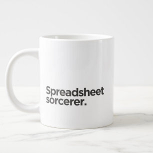 'Spreadsheet sorcerer.' Funny Coworker Birthday Giant Coffee Mug