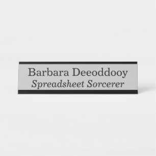 Spreadsheet Sorcerer Gray Silver Desk Name Plate