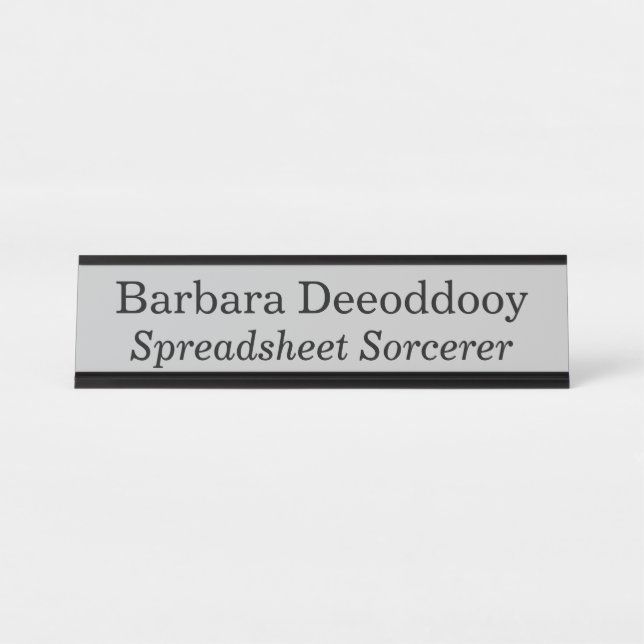 Spreadsheet Sorcerer Gray Silver Desk Name Plate (Front)