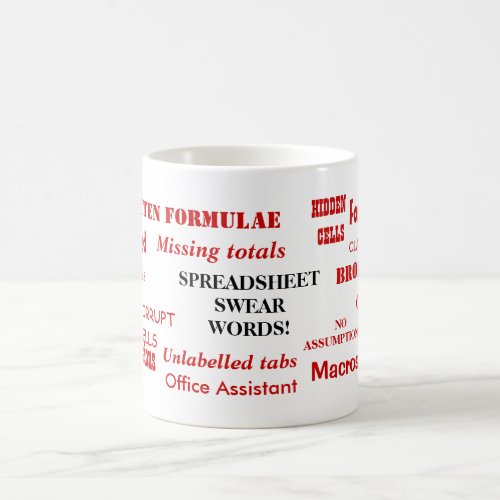 Spreadsheet Swear Words Funny Excel User Joke Coffee Mug