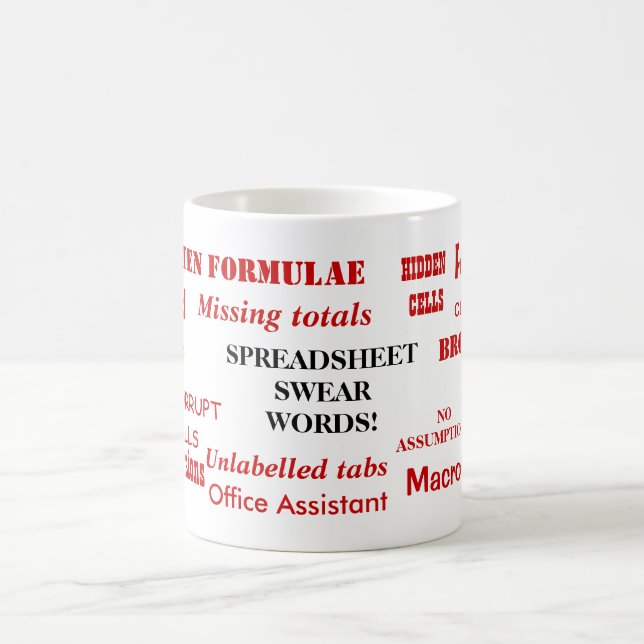 Spreadsheet Swear Words Funny Excel User Joke Coffee Mug (Center)